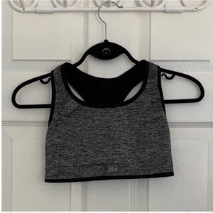 VSX Charcoal Heather Racerback Sports Bra Top with Black Trim